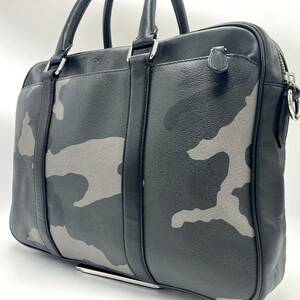 [ beautiful goods * not yet sale in Japan ] COACH Coach business bag briefcase 2way camouflage camouflage leather black black men's high capacity A4 storage possible 