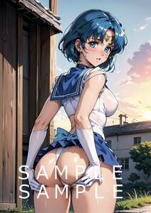 144 sailor Mercury Pretty Soldier Sailor Moon same person fan art anime game manga same person A4 illustration lustre paper A4 poster 