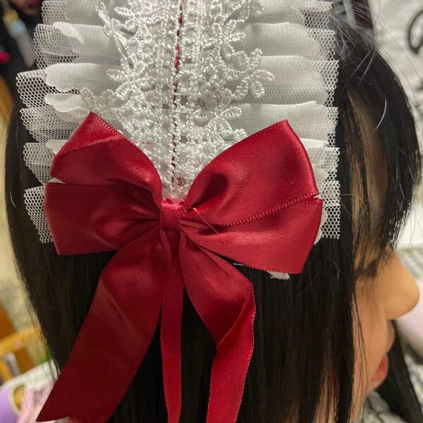 ヘッドドレス　赤　ロリィタ　ゴスロリ　新品　コスプレ 髪飾り リボン 女の子　メイド