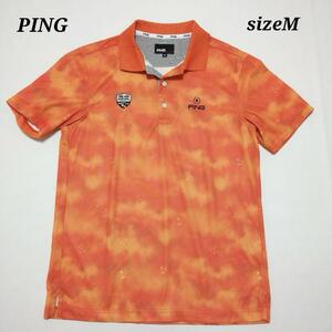 【未使用品】ping　ポロシャツ　オレンジ　M　メンズゴルフシャツ　ピン