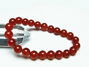 誠安◆天然石最高級品赤アゲートブレスレット 8mm [T57-6735]
