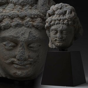 ET090 gun da-la fine art stone structure [ gun da-la bodhisattva . head ] total height 25.2cm total -ply 1.7kg(1.4kg)* stone .. head Buddhism fine art 