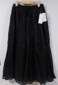 ショコラフィネローブ 黒 インド製 綿 ボリュームフレア ロングスカート ☆彡 タグ付き新品 インド綿