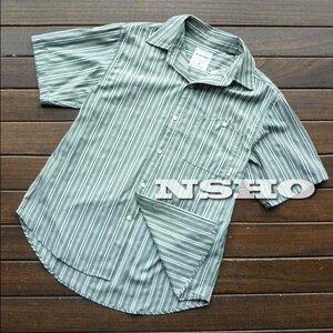 XL/3481新品★AUTUM　カジュアル半袖シャツ　ストライプ柄　春夏メンズシャツ