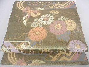 平和屋2◎六通柄　本袋帯　鳳凰草花文　金糸　逸品　DAAD0669ar