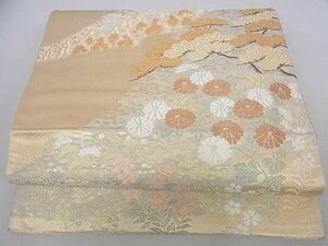 平和屋2◎六通柄袋帯　重ね山枝花松文　金糸　逸品　DAAD0643ar