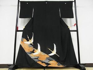  flat peace shop - here . shop # gorgeous kurotomesode piece embroidery . crane writing gold paint silk excellent article AAAE8862Bzg