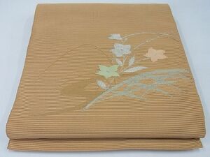 平和屋-こころ店■夏物　絽綴れ　八寸名古屋帯　秋草文　銀糸　正絹　逸品　AAAF6318Awj