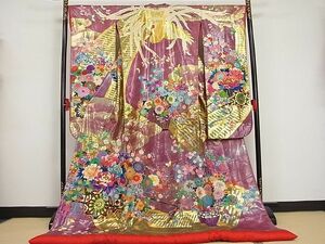  flat peace shop - here . shop # finest quality colorful wedding kimono autumn mountain chapter phoenix flower car Mai butterfly writing gold silver . lame silk excellent article AAAF0013Abr