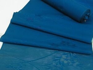 平和屋1■夏物　上質な色無地　反物　絽　藍色　草花紋紗　着尺　逸品　未使用　CAAD2247ju