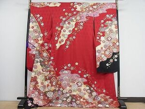  flat peace shop 1# gorgeous long-sleeved kimono piece embroidery road length . flower writing gold paint excellent article CAAB9605ut