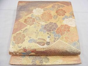 平和屋野田店◎佐賀錦　六通柄袋帯　ふくれ織　松皮菱花鳥文　金糸　逸品　BAAE3877fk