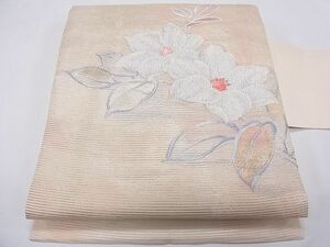 平和屋1■夏物　九寸名古屋帯　草花文　銀糸　逸品　CAAE0851fb