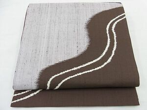  flat peace shop Noda shop # summer thing six through pattern double-woven obi pongee ground . water writing excellent article unused BAAE1952pk