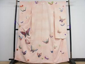  flat peace shop 1# gorgeous long-sleeved kimono total embroidery piece embroidery Mai butterfly writing .. dyeing gold thread excellent article unused CAAD7250ut