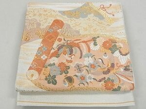 平和屋野田店■綴れ　太鼓柄袋帯　絵巻鳳凰花文　金銀糸　逸品　DAAA0415ea