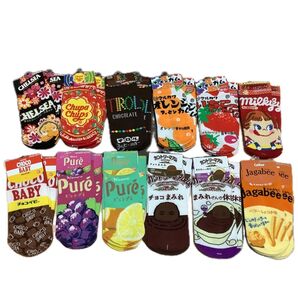 ソックス 靴下 お菓子柄 24足 セット パロディ スニーカーソックス