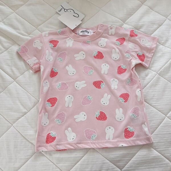 ミッフィ　Tシャツ　ピンク　いちご　総柄　半袖　バースデイ　miffy しまむら　可愛い　90 女の子　夏　 子供服
