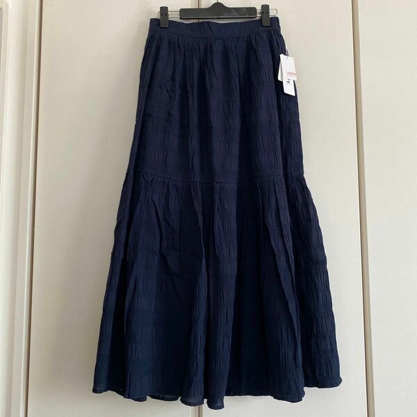 【新品】定価3,289円 マックハウス ロングスカート ネイビー　Lサイズ