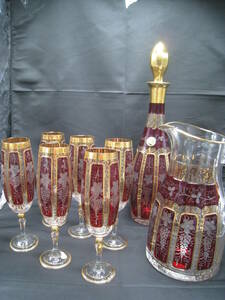 6G01bohemi Agras стакан балка Czech Republic графин стакан комплект золотая краска 