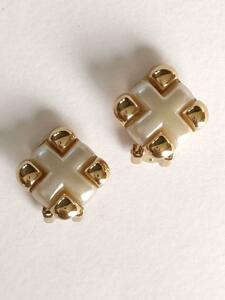  Agata AGATHA earrings Gold x white Cross 