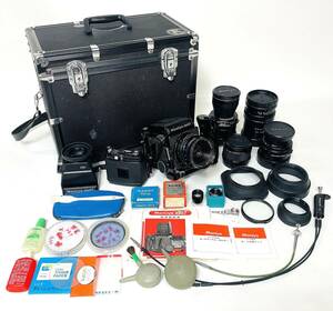Mamiya RB67 Professional 中判カメラ 蛇腹 SEKORレンズ TELEPLUSマウント 120フィルムフォルダー ハードケース等付属品多数【現状品】