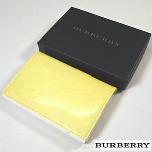 新品訳 BURBERRY バーバリー チェック 本牛革 エナメルレザー 名刺入れ カードケース 