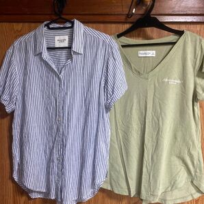 アバクロ レディース 半袖シャツ ストライプ Tシャツ 正規品