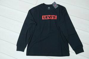 新品リーバイス16139-0042 JP XLサイズ/US Lサイズ ボックスロゴ Tシャツ ブラック/黒 リラックスフィット ロングスリーブ 長Ｔ ロンＴ