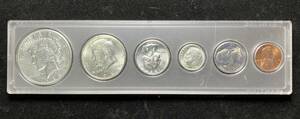 アメリカ合衆国 アメリカ1ドル銀貨 1926年 ケネディ大統領1964年　 6種類コインセット ケース シルバー 未使用