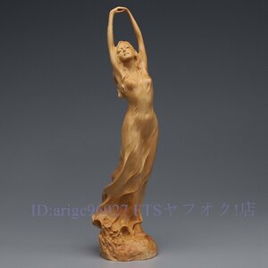 B1502☆新品ヌード 女性像 裸婦像 東洋彫刻 天然木 置物 職人手作り 柘植製高級木彫り