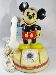 * Showa Retro Mickey Mouse DK-641 dial telephone machine god rice field communication industry corporation antique *S11529