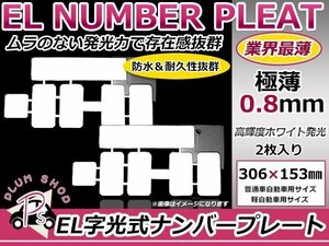 2枚 EL字光式 ナンバープレート 12V 超極薄 普通車 軽自動車