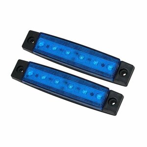 24V LED 6発 サイドマーカー 青 ブルー 2個 フラット 角型 9mm 薄型マーカー トラック 車高灯 車幅灯 路肩灯 ワークライト デイライト