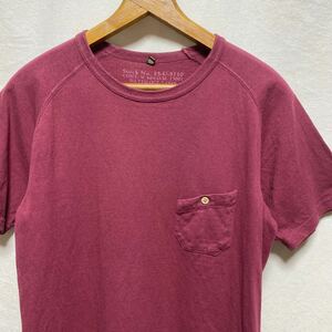 ナイジェルケーボン　ポケットTシャツ　ワイン　バーガンディ　46 コットン　ラグラン　半袖Tシャツ　無地　Nigel Cabourn 