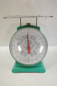 1 jpy ~ on plate automatic scales use range 1kg-12kg one scale 50g store retro green Fuji Yamato 
