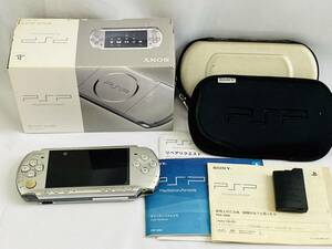 〇館y164 SONY PSP-3000 プレイステーションポータブル本体 ミスティックシルバー 箱・取説・ケース付き