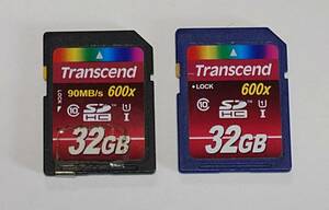 TranScend SDHCカード　32ＧB 2枚　90ＭＢ/ｓ　中古