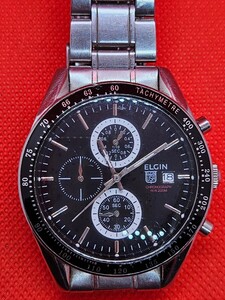 稼働品 エルジン ELGIN 腕時計 時計 クロノグラフ メンズ腕時計 電池交換済み！ D0690