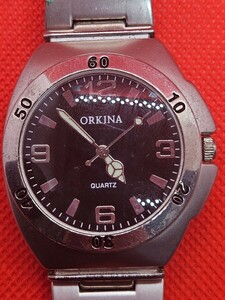 稼働品 ORKINA メンズ腕時計 アンティーク クォーツ 電池交換済み！D0691