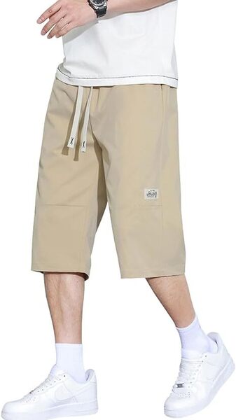 サルエルパンツ メンズ ハーフパンツ 7分丈 夏 ワイドパンツ L