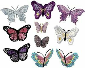 10枚 アイロンワッペン 蝶々 刺繍 アップリケ DIY 服 補修 工芸品の装飾 可愛い 縫い付け パッチステッカー パープル