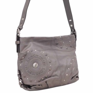 1 jpy # beautiful goods Coach shoulder bag F16178 gray series leather studs stylish usually using COACH #E.Bsr.An-31