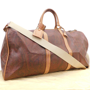 1 jpy # beautiful goods Etro Boston bag multicolor series PVC× leather peiz Lee pattern ETOR #E.Bgo.tI-29