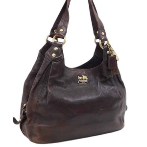 1 jpy # beautiful goods Coach shoulder bag 14336 black group leather Madison usually using COACH #E.Bil.An-31