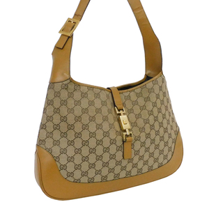 1 иен # Gucci сумка на плечо оттенок бежевого GG парусина парусина × кожа 001 3346 002058 GUCCI #K.Bupr.tI-43