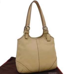 1 jpy # beautiful goods Coach one shoulder bag 4988 beige group leather usually using COACH #E.Bsg.tI-29