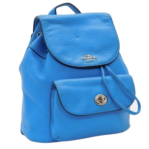 1 jpy # Coach rucksack F37621 blue group leather lady's .... stylish travel smaller COACH #E.Bll.An-15