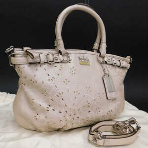 1 jpy # ultimate beautiful goods Coach 2way bag 19626 beige group leather Madison sophia stylish COACH #E.Bil.An-28