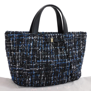 1 jpy # as good as new Anteprima handbag black group × blue group tweed lady's ANTEPRIMA #E.Bsm.zE-15